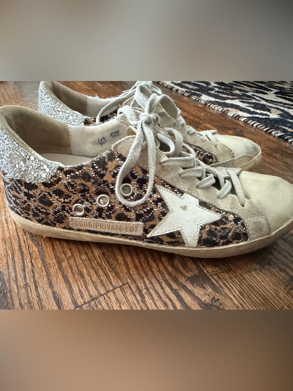Women's Golden Goose Superstar Leopard Embellished Sneakers